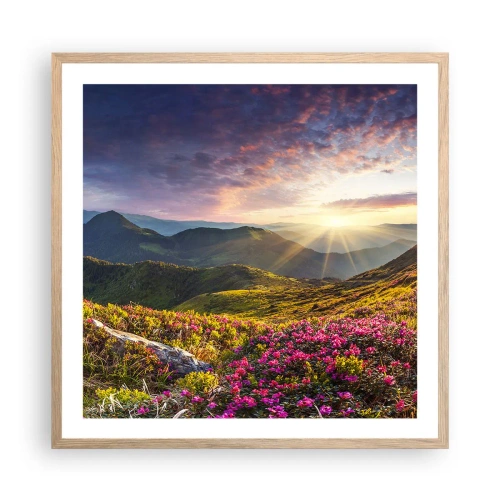 Póster en marco roble claro - La frescura de una mañana de montaña - 60x60 cm