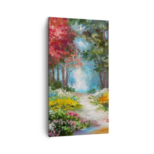 Cuadro sobre lienzo - Impresión de Imagen - Jardín forestal, bosque floral - 45x80 cm