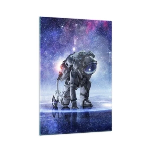 Cuadro sobre vidrio - Impresiones sobre Vidrio - Astronauta en un paisaje galáctico - 70x100cm - Cielo estrellado sobre mí - Decoración de pared moderna para salón y dormitorio ARTTOR