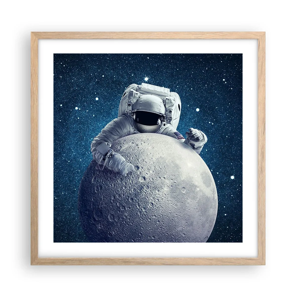 Póster en marco roble claro - Bromista espacial - 50x50 cm