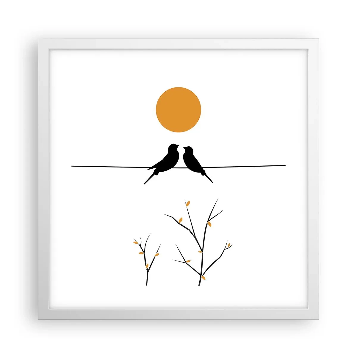 Póster en marco blanco - Noche de ruiseñores - 40x40 cm