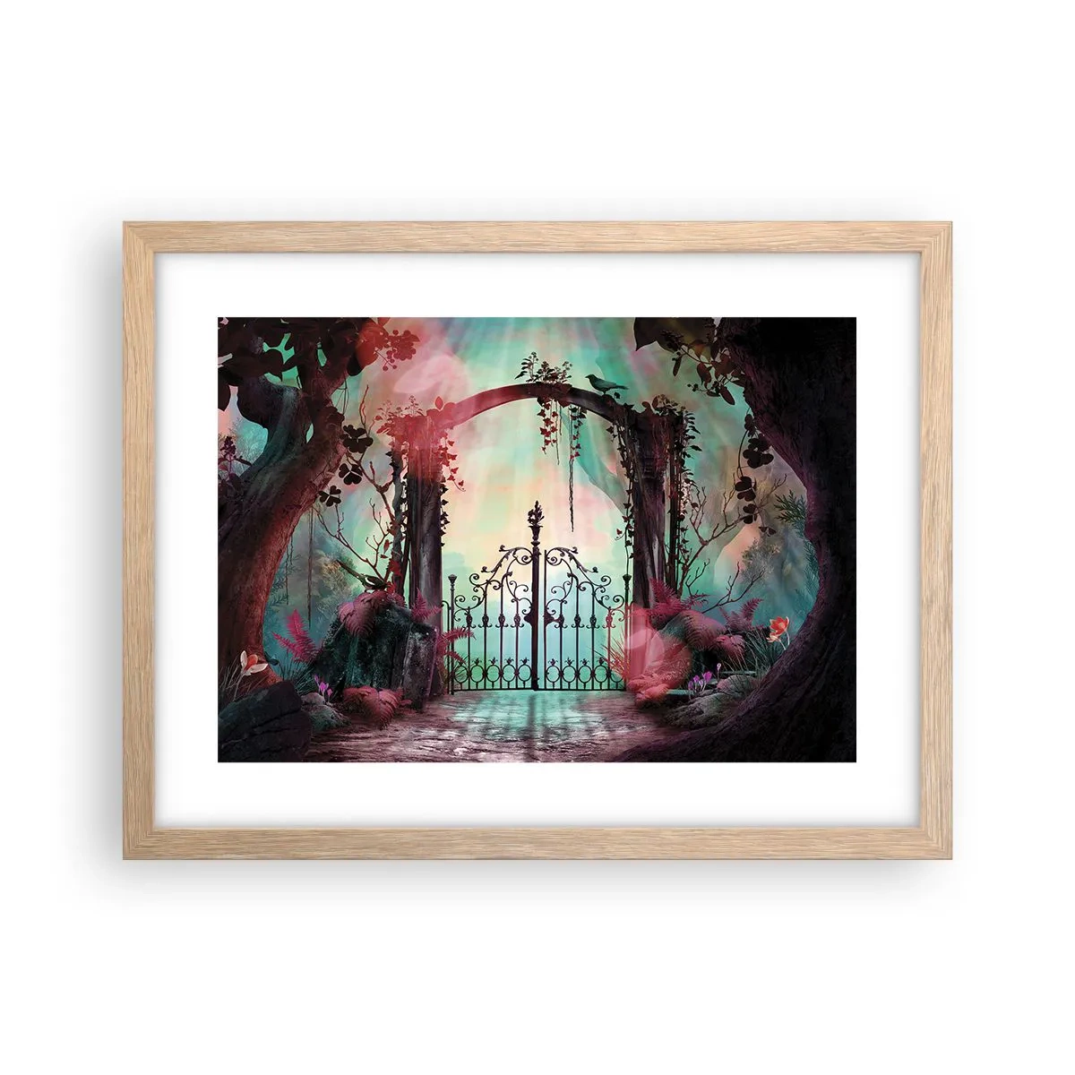 Póster en marco roble claro - Jardín secreto - 40x30 cm