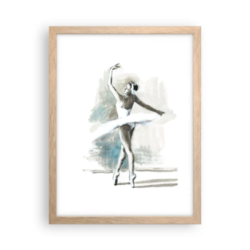 Póster en marco roble claro - Encantada por un cisne - 30x40 cm