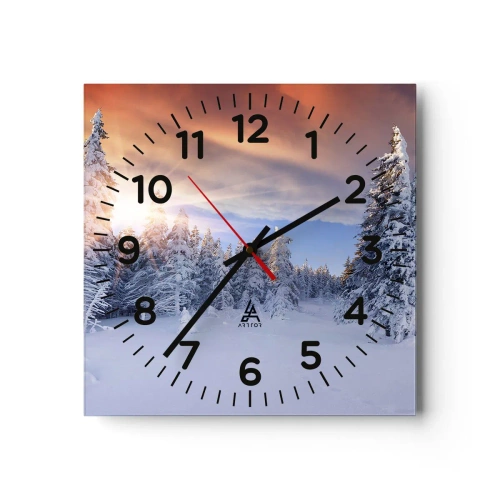 Reloj de pared - Reloj de vidrio - Un espectáculo de naturaleza nevada - 40x40 cm