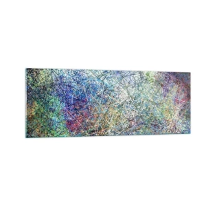 Cuadro sobre vidrio - Impresiones sobre Vidrio - Composición abstracta con líneas y texturas multicolores. - 140x50cm - No es tan fácil - Decoración de pared moderna para salón y dormitorio ARTTOR