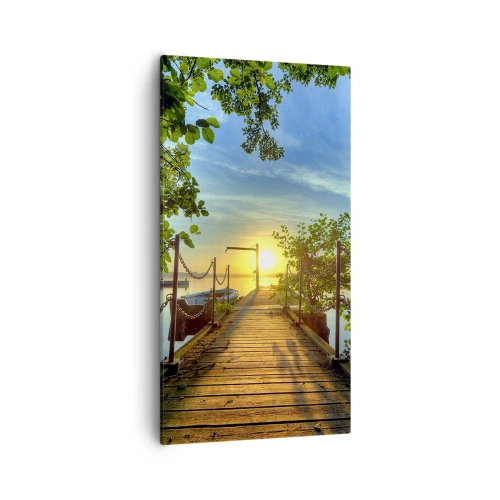 Cuadro sobre lienzo - Impresión de Imagen - Atardecer junto al agua - 55x100 cm