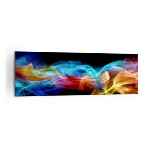 Cuadro sobre lienzo - Impresión de Imagen - Humo colorido sobre un fondo negro - 160x50cm - Una danza de nieblas de arco iris - Decoración de pared moderna para salón y dormitorio ARTTOR