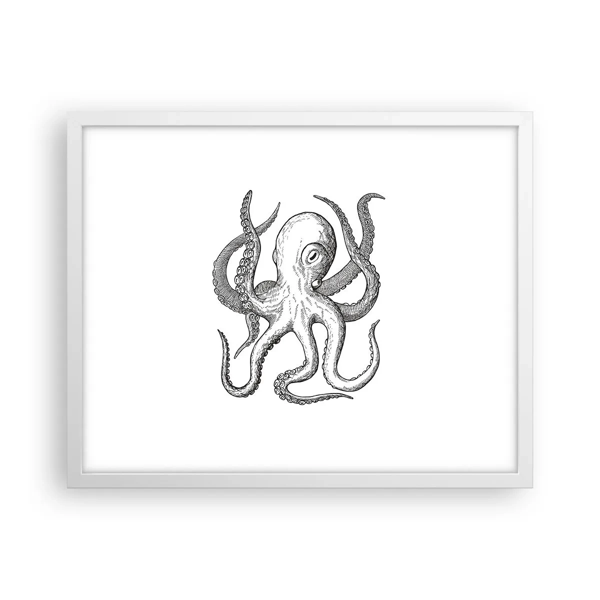 Póster en marco blanco - Bailando con olas - 50x40 cm