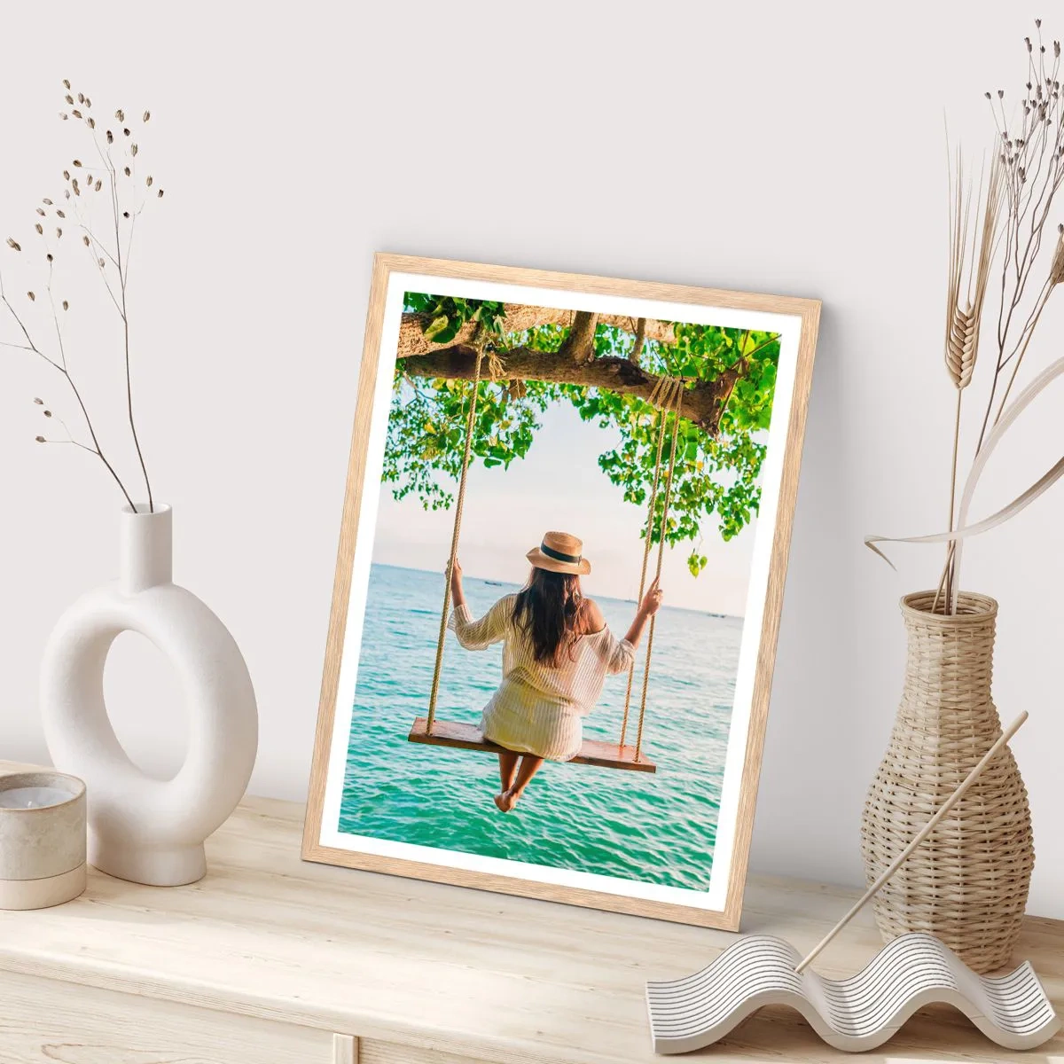 Póster en marco roble claro - La vida es bella - 50x70 cm