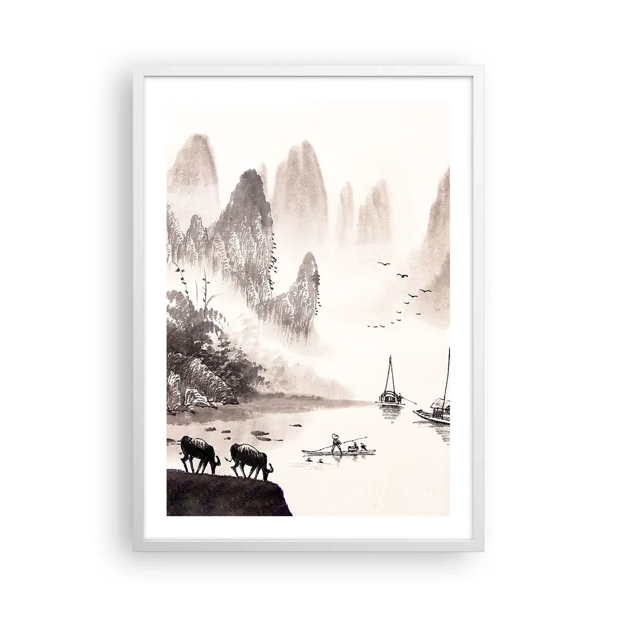 Póster en marco blanco - La exótica vida cotidiana de Oriente - 50x70 cm