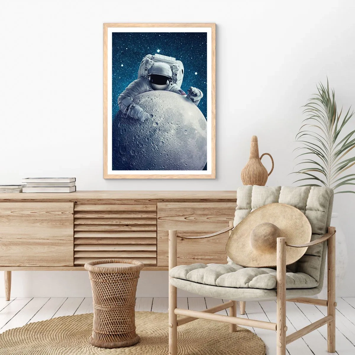 Póster en marco roble claro - Bromista espacial - 40x50 cm
