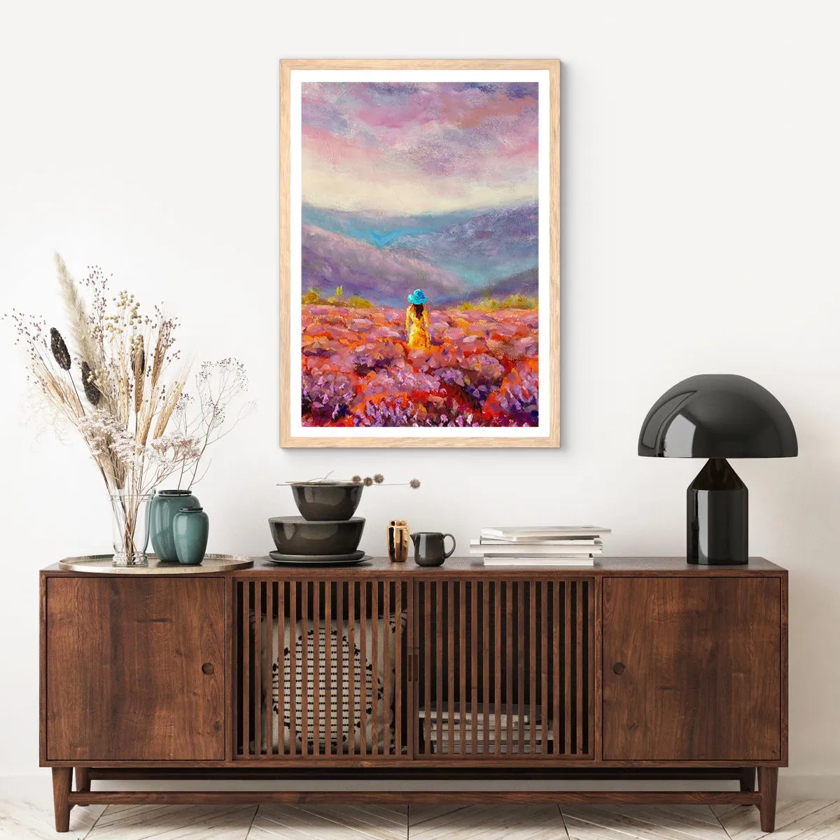 Póster en marco roble claro - En un mundo de lavanda - 50x70 cm