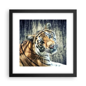 Póster en marco negro - Retrato en corrientes de luz - 30x30 cm