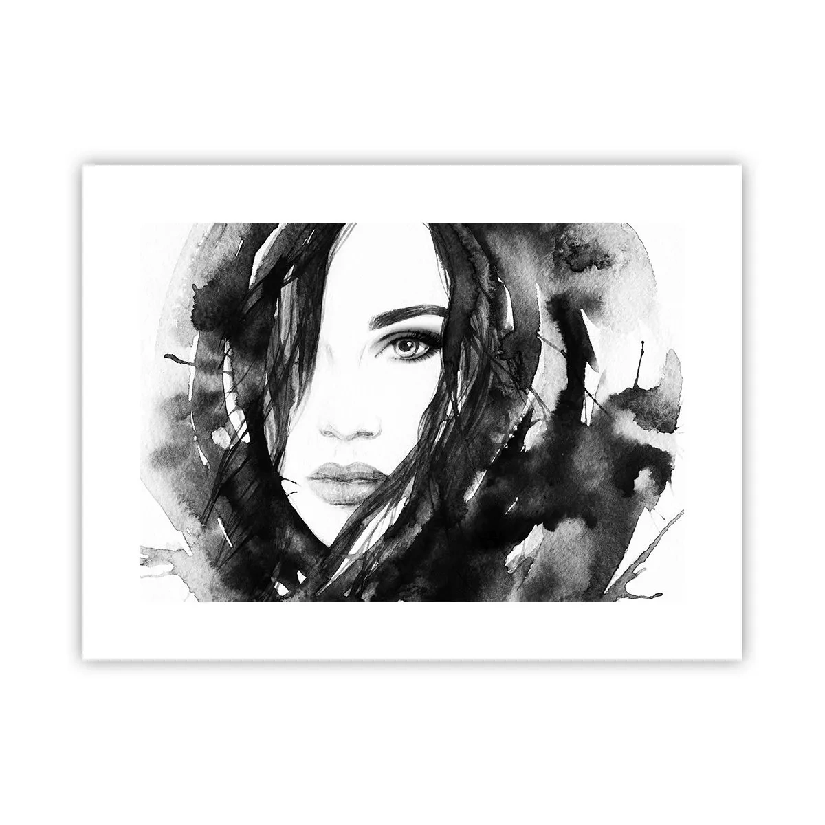 Póster - Retrato de una dama en blanco y negro - 40x30 cm