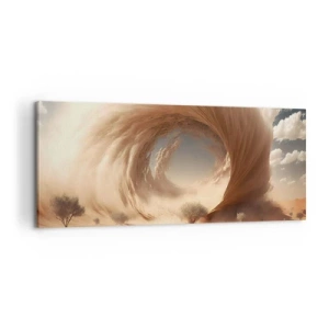 Cuadro sobre lienzo - Impresión de Imagen - Remolino de arena dinámico en un desierto con árboles - 120x50cm - Portal abierto - Decoración de pared moderna para salón y dormitorio ARTTOR