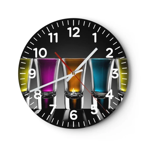 Reloj de pared - Reloj de vidrio - Colores de la alegría - 40x40 cm
