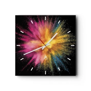 Reloj de pared - Reloj de vidrio - El nacimiento de los colores - 40x40 cm
