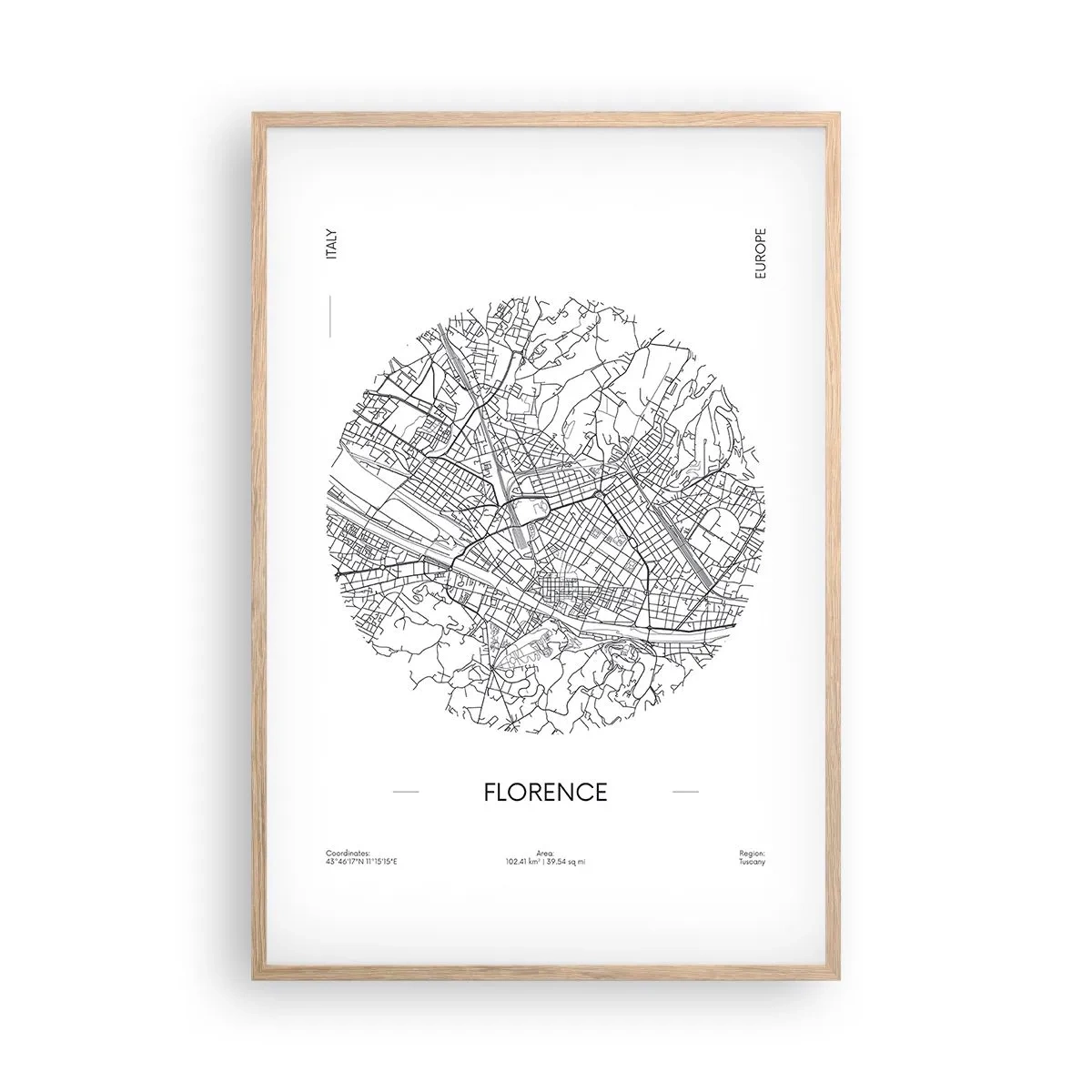 Póster en marco roble claro - Anatomía de Florencia - 61x91 cm