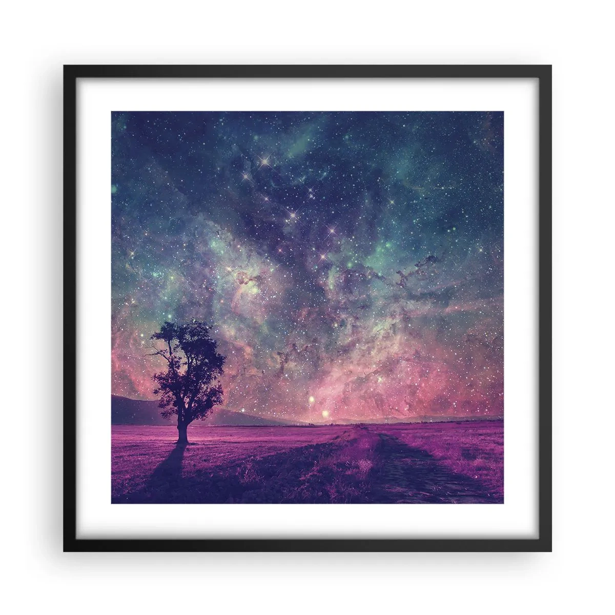 Póster en marco negro - Bajo un cielo mágico - 50x50 cm