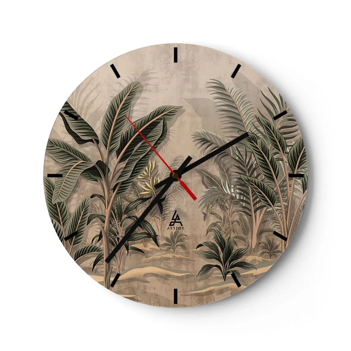 Reloj de pared - Reloj de vidrio - Grabados de estilo colonial - 40x40 cm