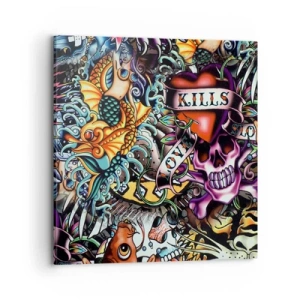 Cuadro sobre lienzo - Impresión de Imagen - El sueño de un tatuador - 70x70 cm