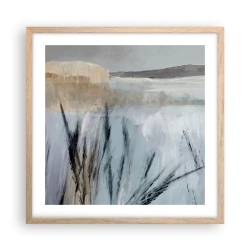 Póster en marco roble claro - Campos de invierno - 50x50 cm