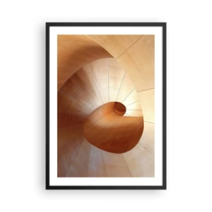 Póster en marco negro - Estructura en espiral de madera con tono dorado. - 50x70cm - Serpentina arquitectónica - Decoración de pared moderna para salón y dormitorio ARTTOR