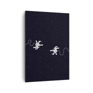 Cuadro sobre lienzo - Impresión de Imagen - Astronautas flotando en el espacio con un telón de fondo de estrellas. - 70x100cm - Danza cósmica - Decoración de pared moderna para salón y dormitorio ARTTOR