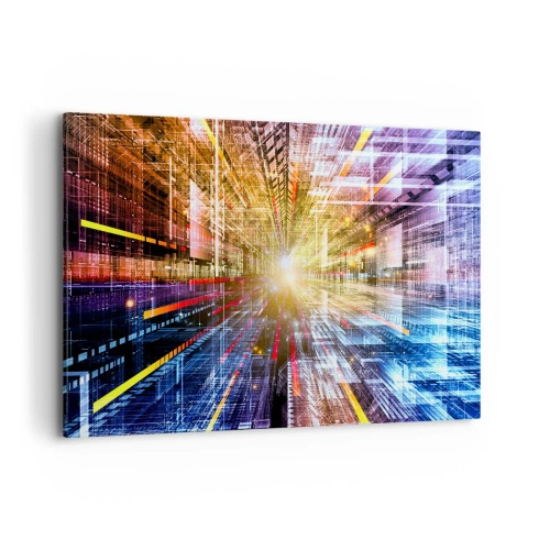 Cuadro sobre lienzo - Impresión de Imagen - Luces dinámicas en un pasillo futurista - 100x70cm - Un pasillo luminoso - Decoración de pared moderna para salón y dormitorio ARTTOR