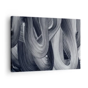 Cuadro sobre lienzo - Impresión de Imagen - Abstracción en blanco y negro con pinceladas dinámicas. - 70x50cm - La fluidez de la realidad - Decoración de pared moderna para salón y dormitorio ARTTOR