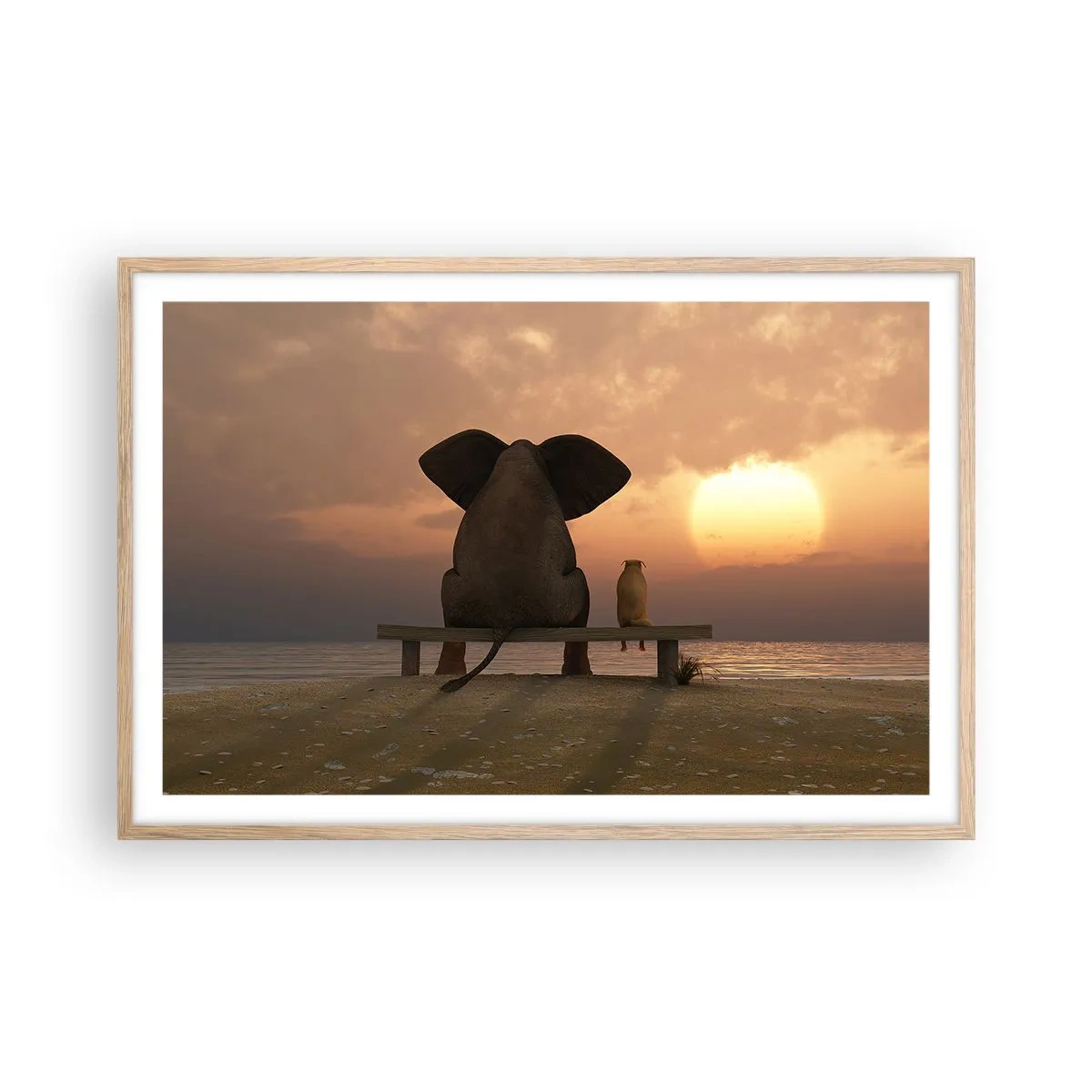 Póster en marco roble claro - Es bueno estar en silencio juntos - 91x61 cm