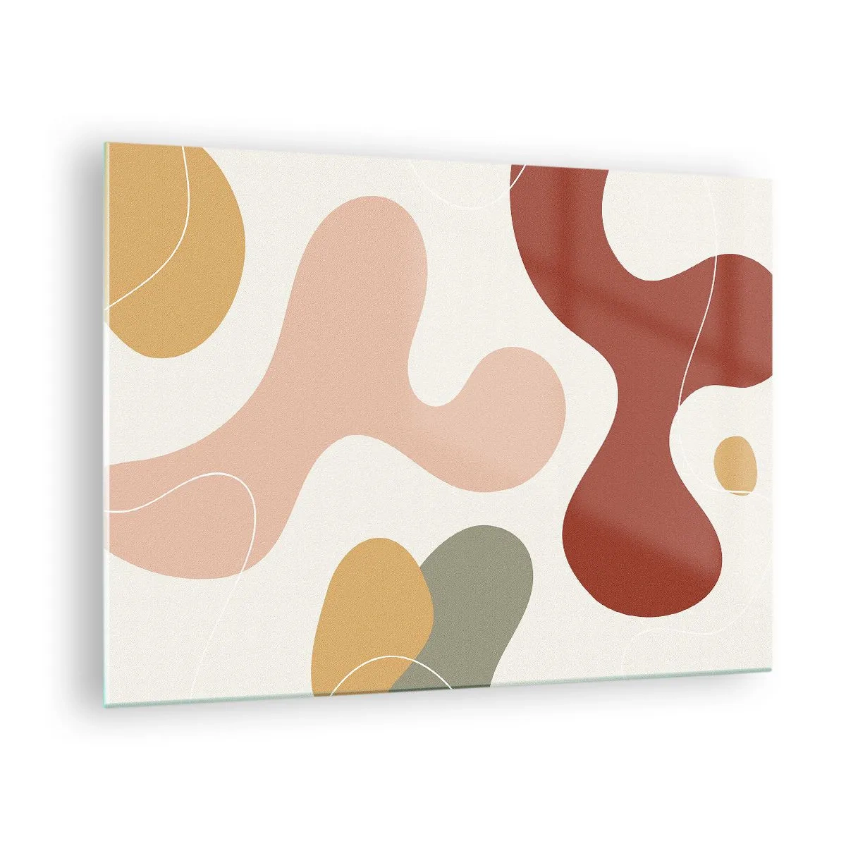 Cuadro sobre vidrio - Impresiones sobre Vidrio - Composición abstracta de formas orgánicas - 70x50cm - La esencia de la pintura - Decoración de pared moderna para salón y dormitorio ARTTOR