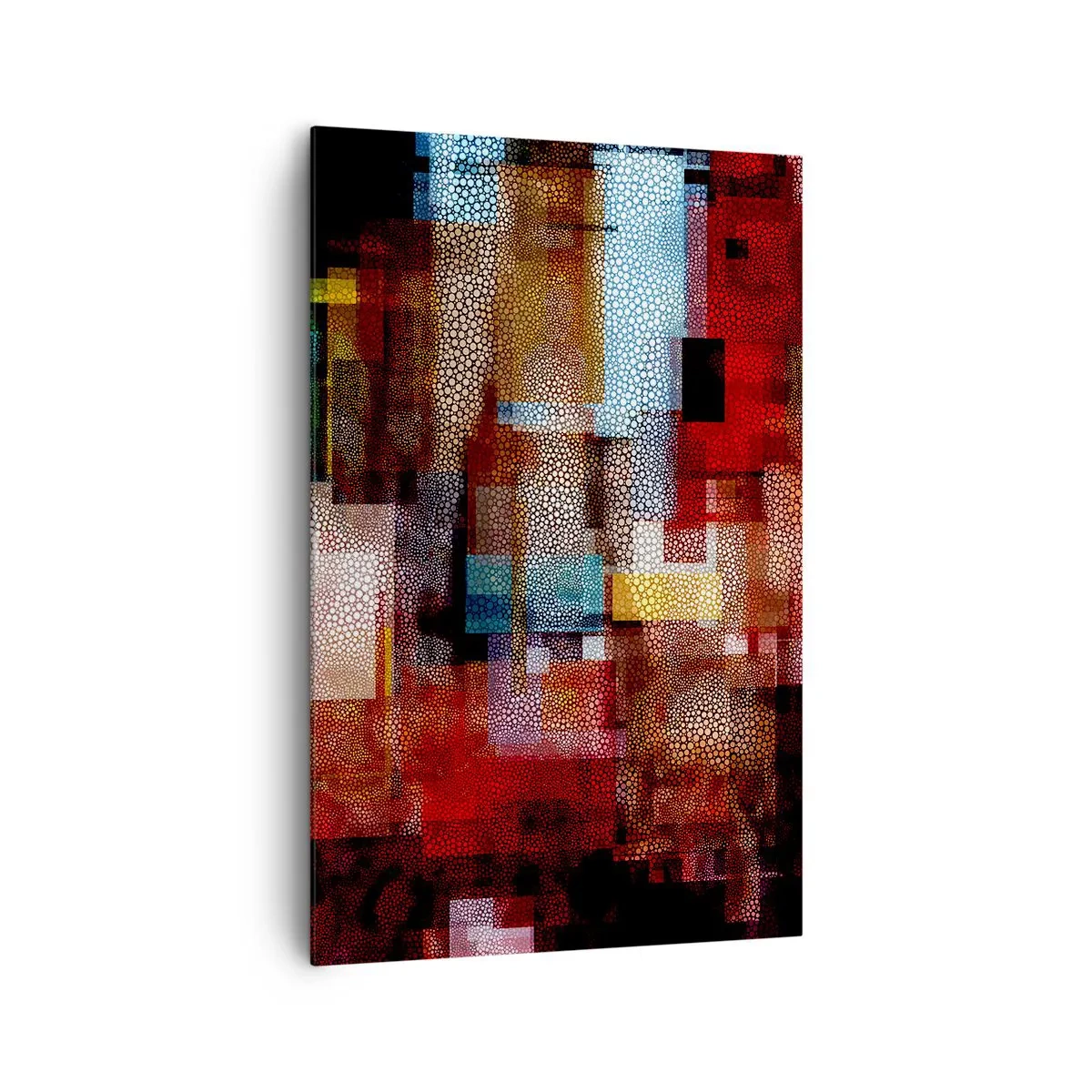 Cuadro sobre lienzo - Impresión de Imagen - Abstracción geométrica en intensos tonos rojos. - 80x120cm - Confusión y desconcierto - Decoración de pared moderna para salón y dormitorio ARTTOR