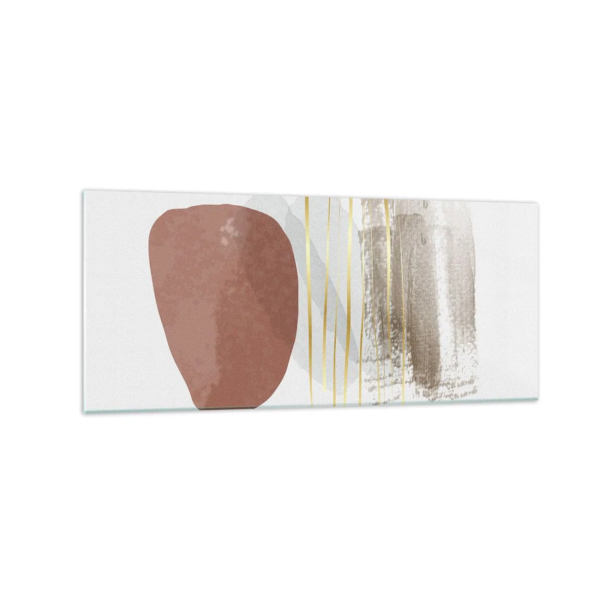 Cuadro sobre vidrio - Impresiones sobre Vidrio - Composición abstracta en tonos beige y dorados. - 120x50cm - Una columnata abstracta - Decoración de pared moderna para salón y dormitorio ARTTOR