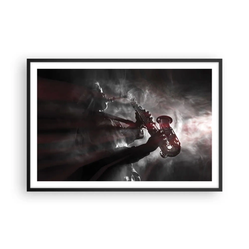 Póster en marco negro - En el vapor del jazz - 91x61 cm