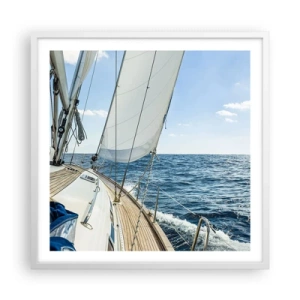 Póster en marco blanco - Ahoy, a la aventura - 60x60 cm