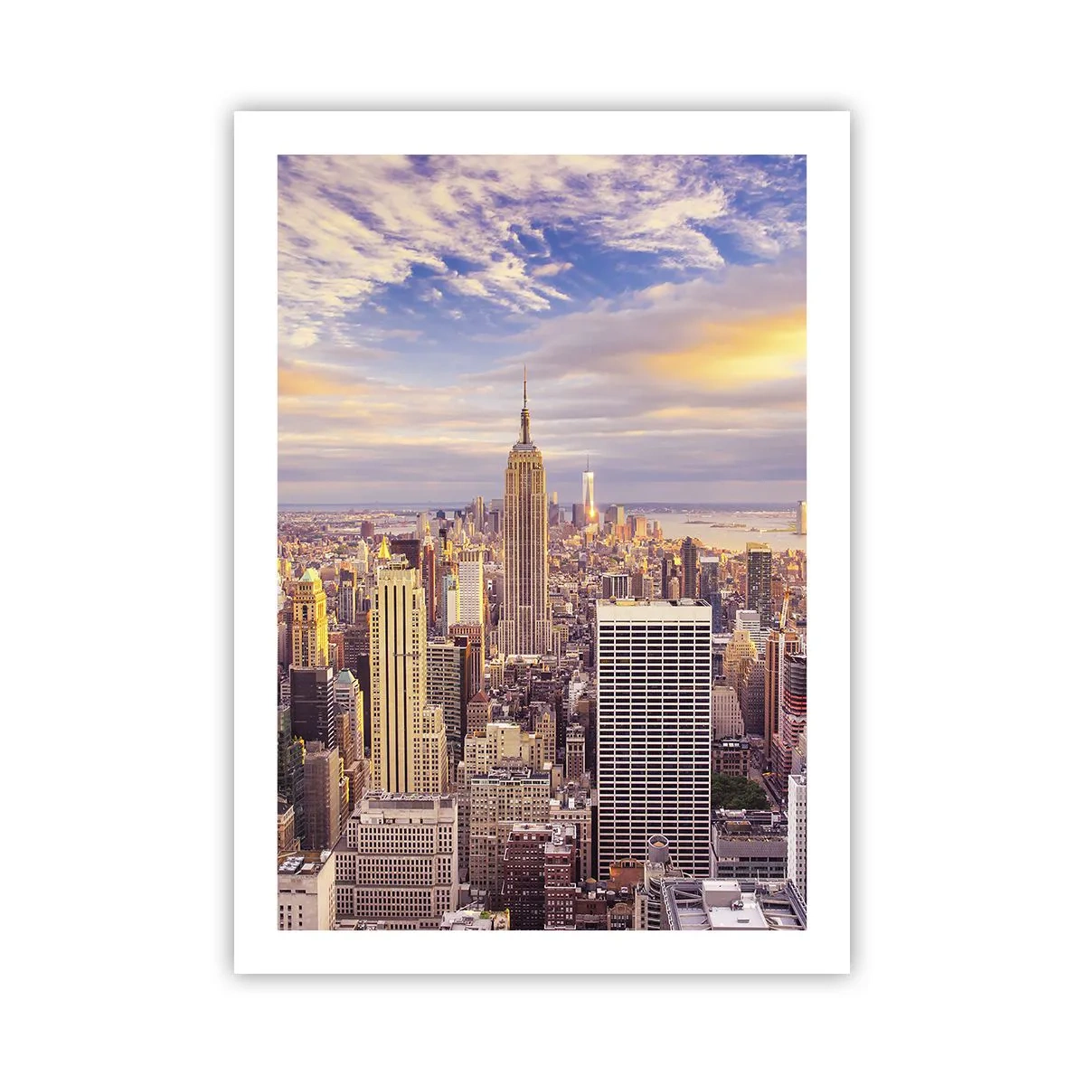 Póster - Panorama de la ciudad de Nueva York desde el Empire State Building al atardecer - 50x70cm - Alcanzar las nubes - Decoración de pared moderna para salón y dormitorio ARTTOR