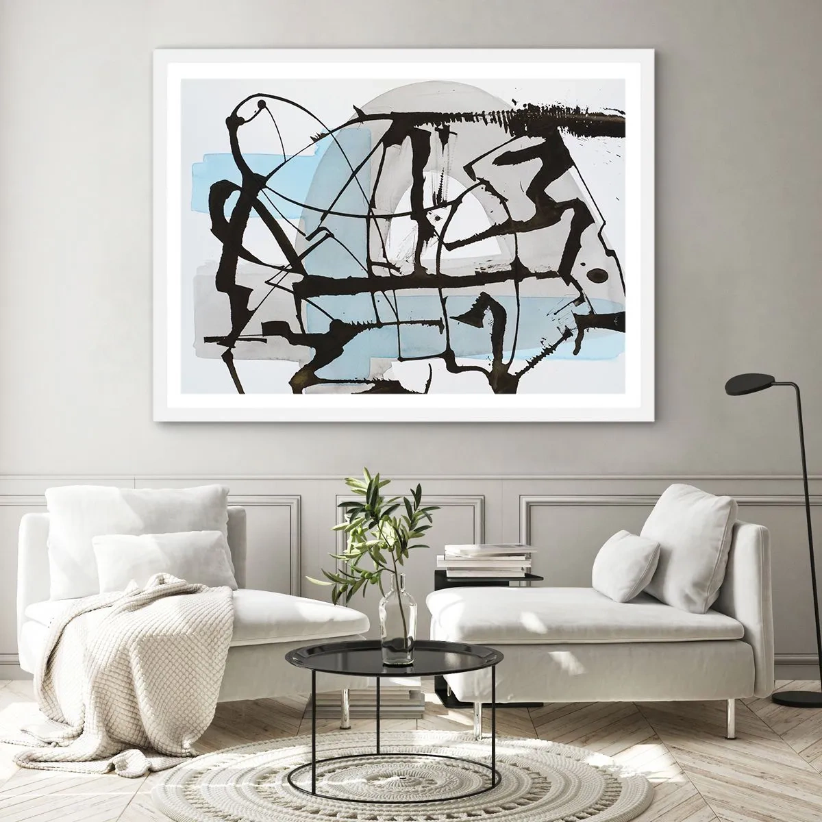 Póster en marco blanco - Azul a pesar de todo - 100x70 cm