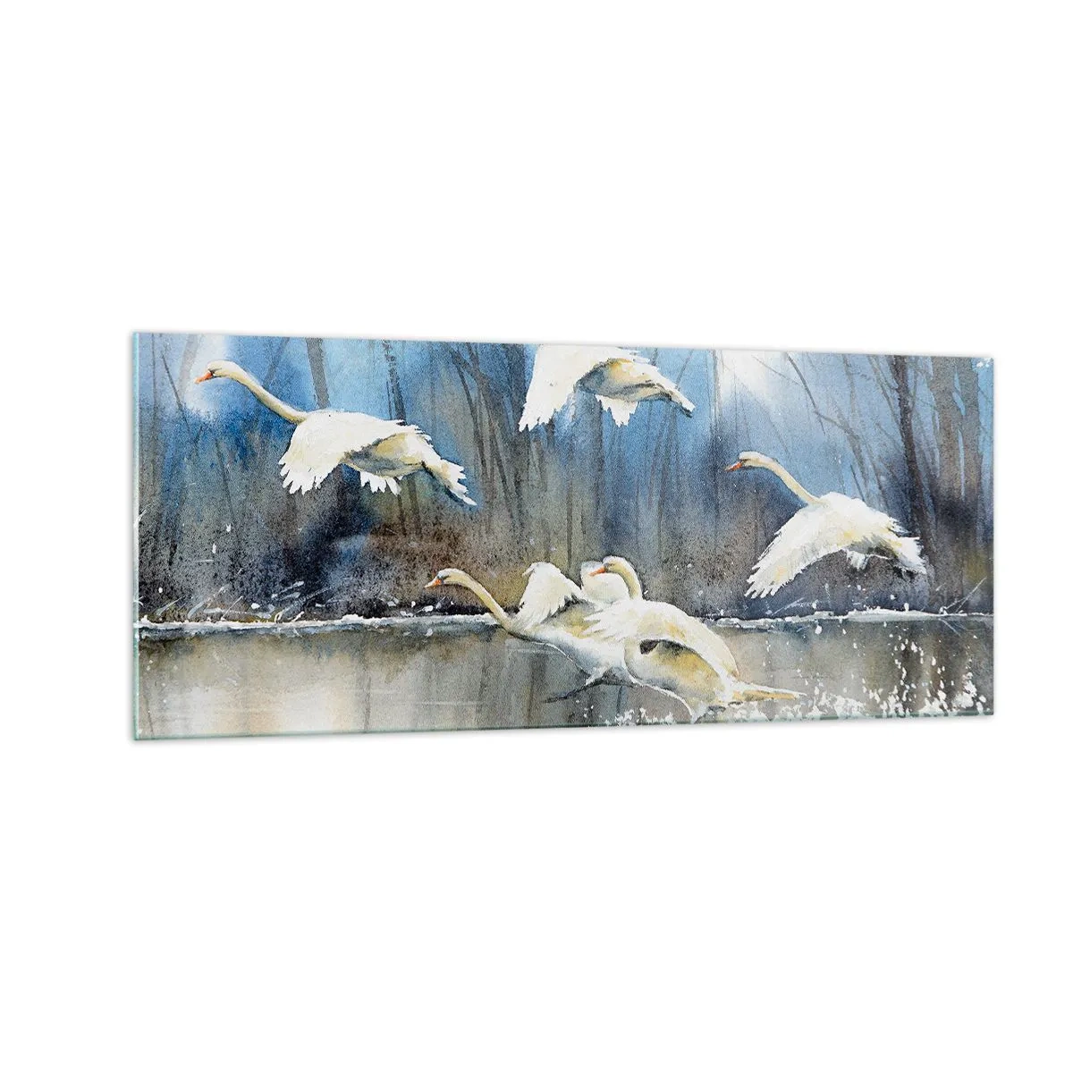 Cuadro sobre vidrio - Impresiones sobre Vidrio - Como en un cuento de cisnes salvajes - 100x40 cm