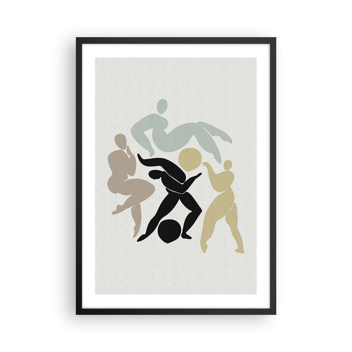 Póster en marco negro - Siluetas abstractas de figuras en movimiento dinámico. - 50x70cm - Movimiento para la salud y la belleza - Decoración de pared moderna para salón y dormitorio ARTTOR