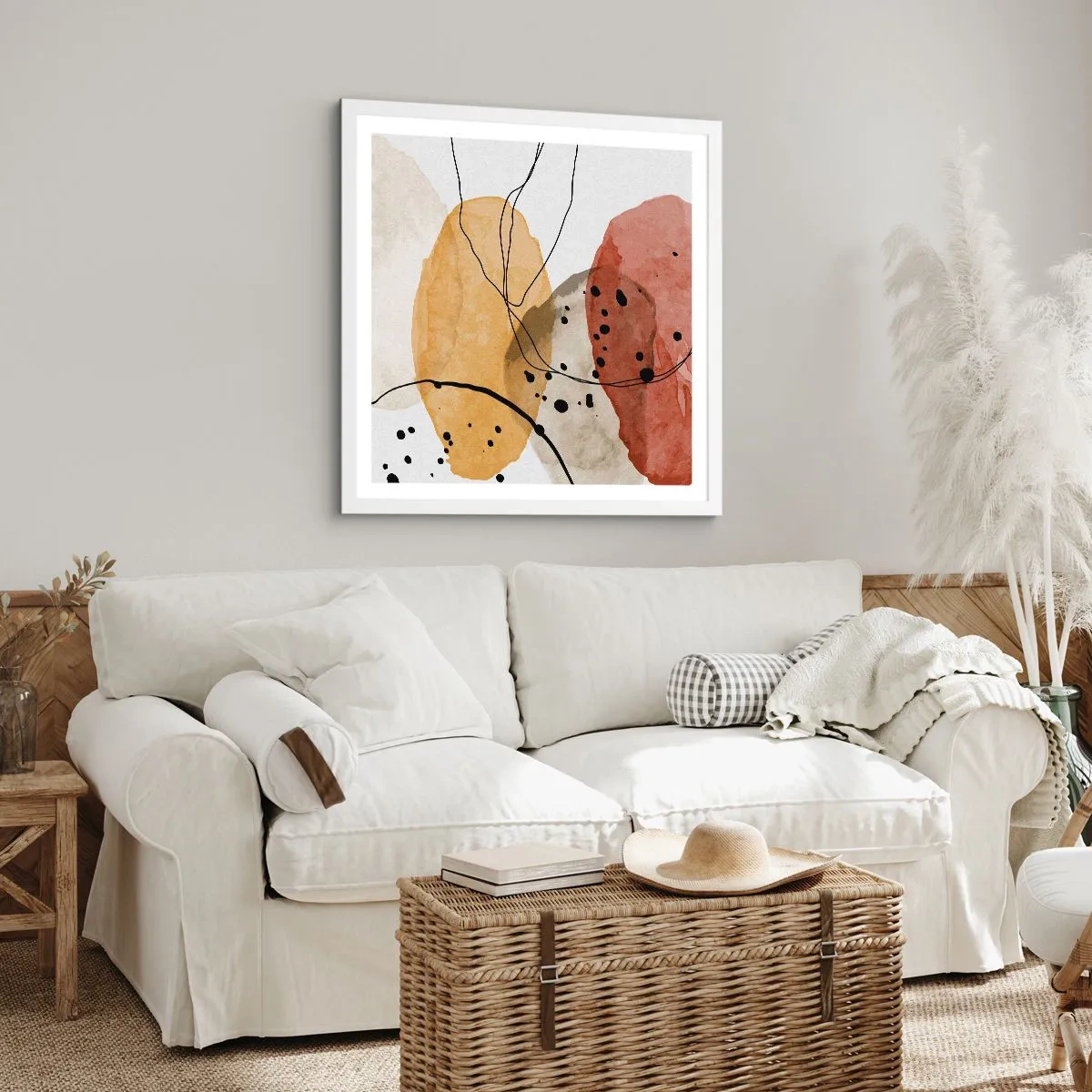 Póster en marco blanco - Líneas y transparencias - 50x50 cm