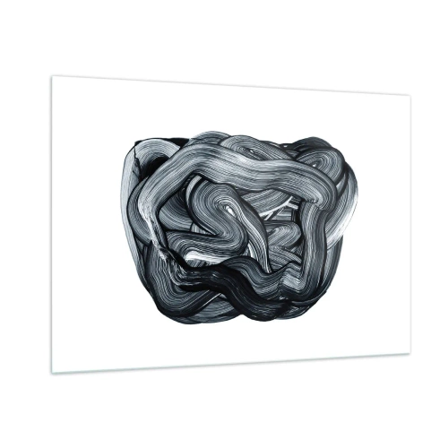 Cuadro sobre vidrio - Impresiones sobre Vidrio - Abstracción de pinceladas en blanco y negro - 100x70cm - No es tan sencillo - Decoración de pared moderna para salón y dormitorio ARTTOR