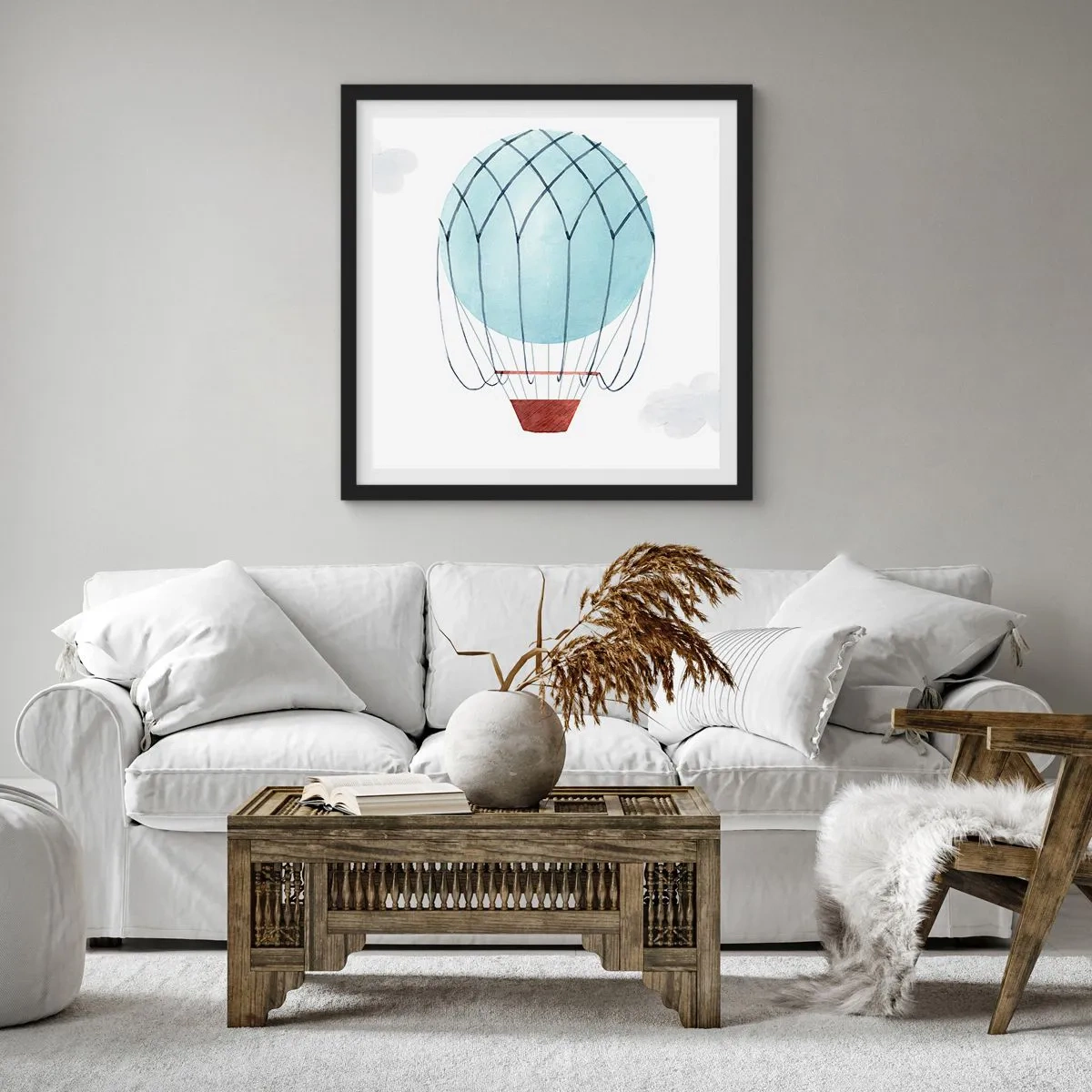 Póster en marco negro - Acariciando las nubes - 50x50 cm