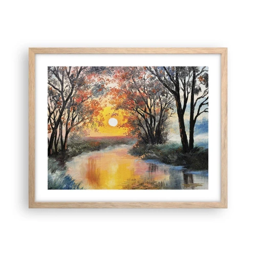 Póster en marco roble claro - Ambiente otoñal - 50x40 cm