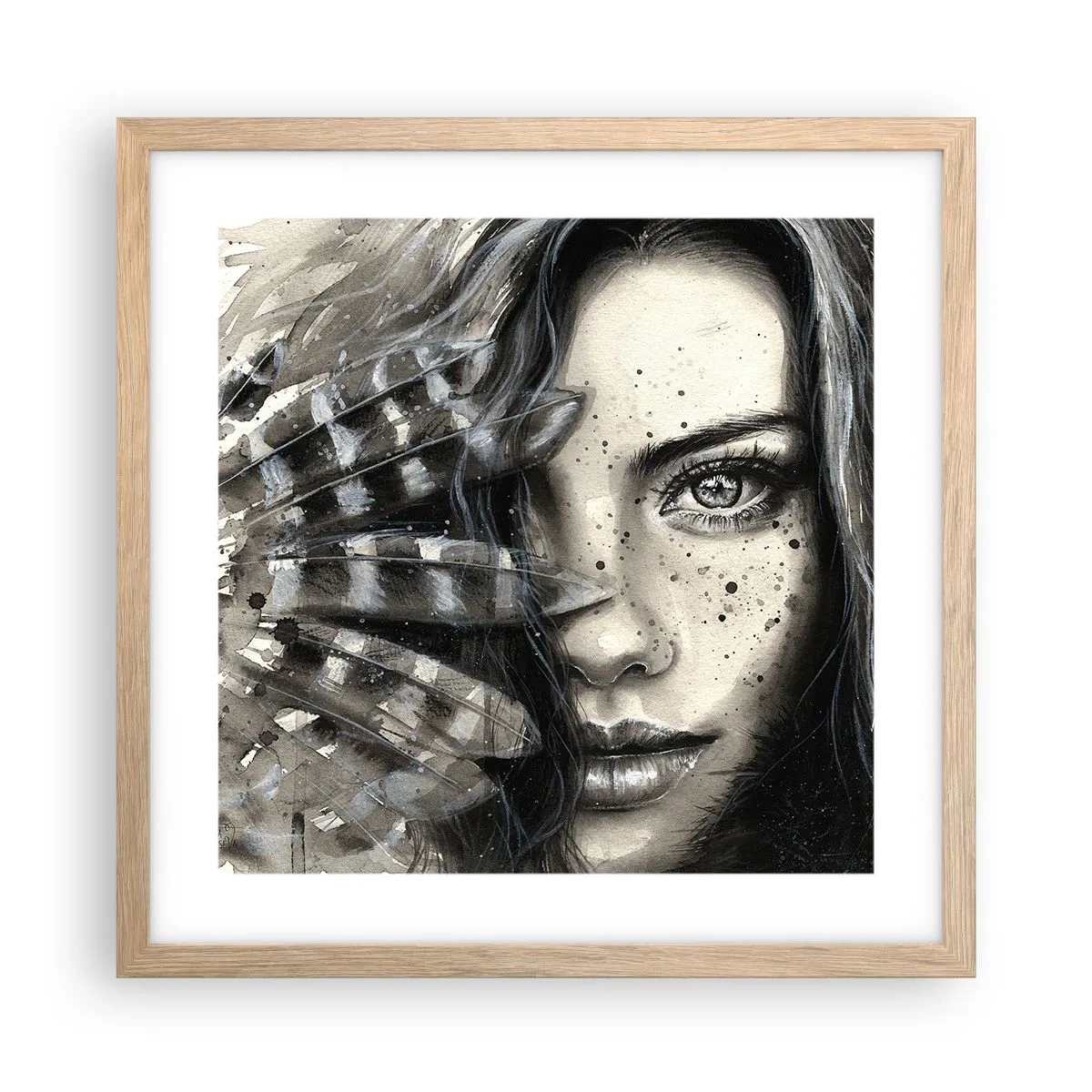 Póster en marco roble claro - Belleza salvaje - 40x40 cm