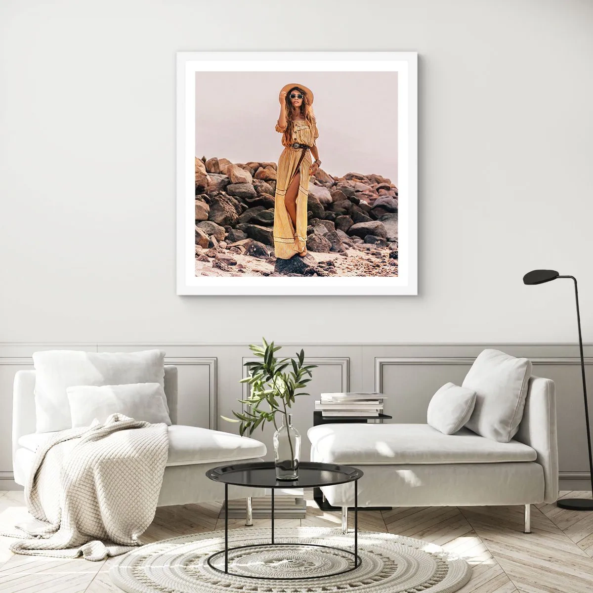 Póster en marco blanco - La magia de las piedras - 30x30 cm