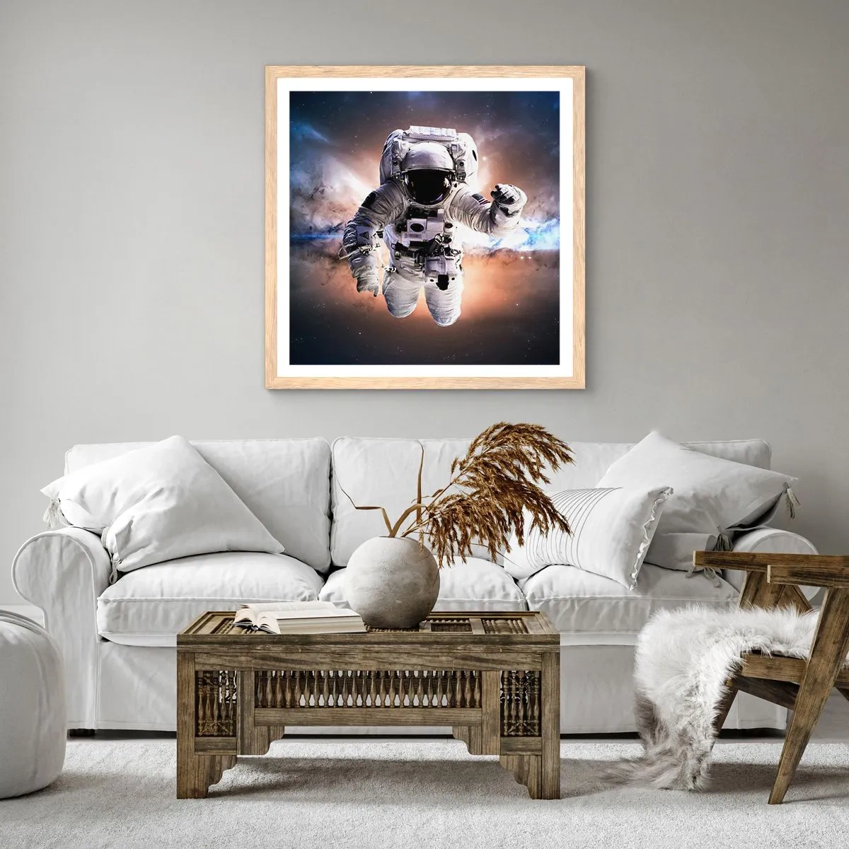 Póster en marco roble claro - Saludos desde el espacio exterior - 30x30 cm