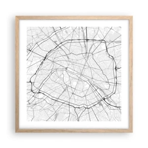 Póster en marco roble claro - Flor de París - 50x50 cm