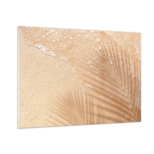 Cuadro sobre vidrio - Impresiones sobre Vidrio - Playa y sombra en la arena - 100x70cm - La sombra de un verano caluroso - Decoración de pared moderna para salón y dormitorio ARTTOR