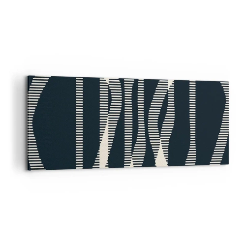 Cuadro sobre lienzo - Impresión de Imagen - Líneas geométricas en tonos claros sobre un fondo oscuro. - 120x50cm - Un intento de romper la oscuridad - Decoración de pared moderna para salón y dormitorio ARTTOR